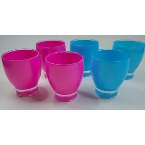 Set of 6 Acrylic Luster Pink & Blue 12 oz. Tulip Shaped Tumber Drinking Glasses